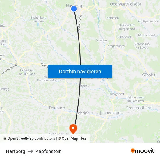 Hartberg to Kapfenstein map