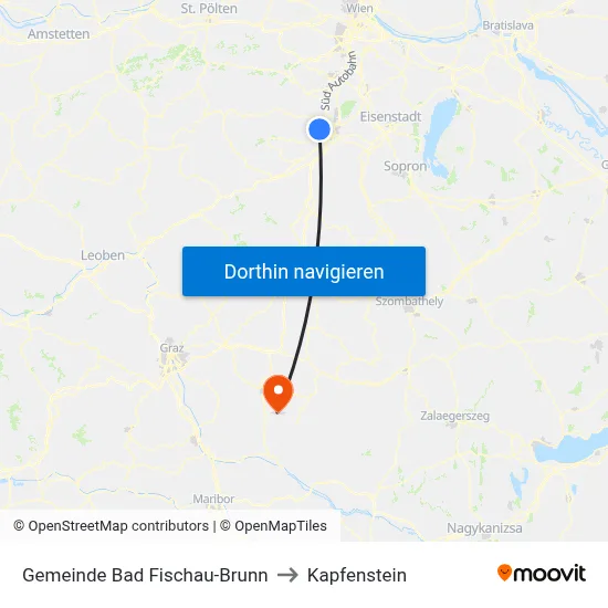 Gemeinde Bad Fischau-Brunn to Kapfenstein map