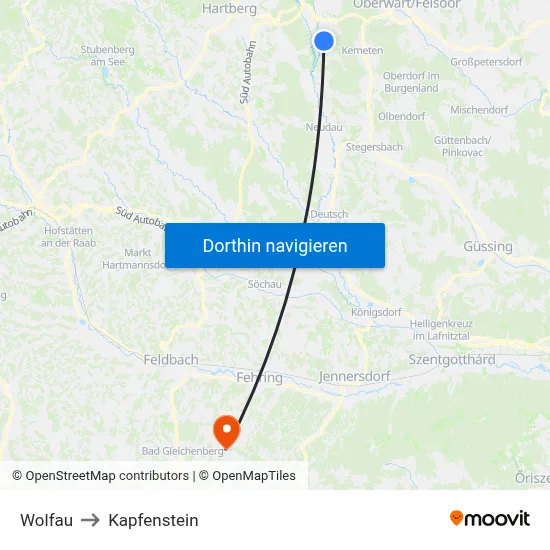 Wolfau to Kapfenstein map