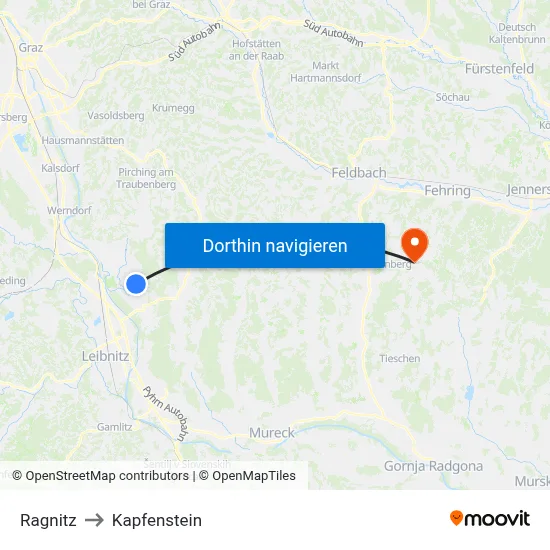 Ragnitz to Kapfenstein map