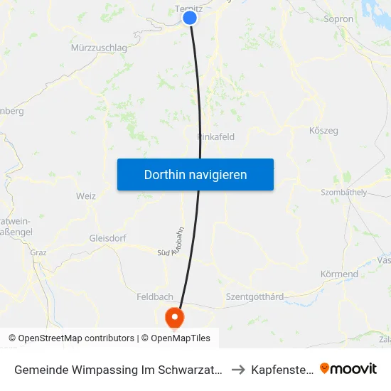 Gemeinde Wimpassing Im Schwarzatale to Kapfenstein map