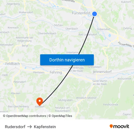 Rudersdorf to Kapfenstein map