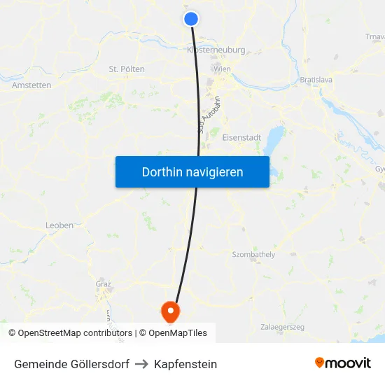 Gemeinde Göllersdorf to Kapfenstein map