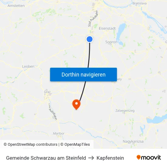 Gemeinde Schwarzau am Steinfeld to Kapfenstein map