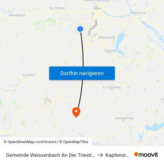 Gemeinde Weissenbach An Der Triesting to Kapfenstein map
