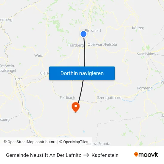 Gemeinde Neustift An Der Lafnitz to Kapfenstein map