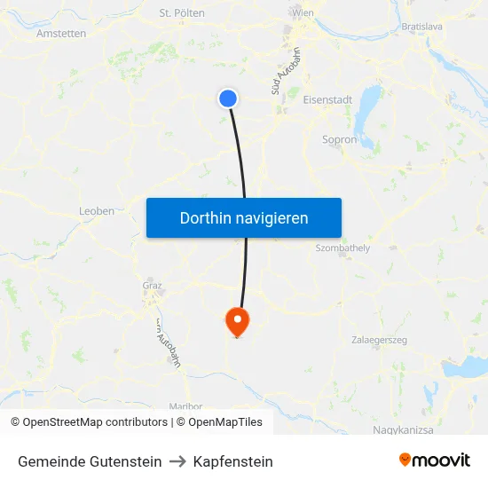Gemeinde Gutenstein to Kapfenstein map