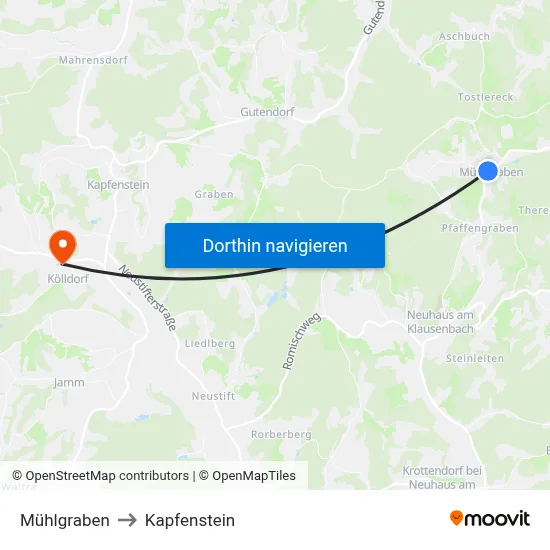 Mühlgraben to Kapfenstein map