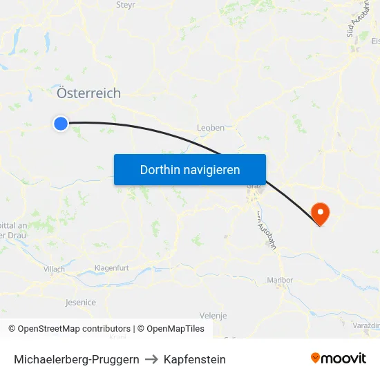 Michaelerberg-Pruggern to Kapfenstein map