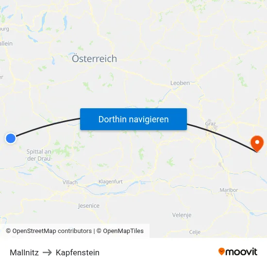 Mallnitz to Kapfenstein map