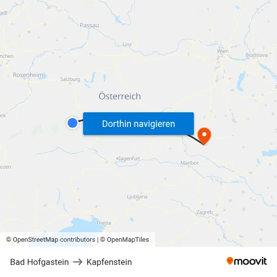 Bad Hofgastein to Kapfenstein map