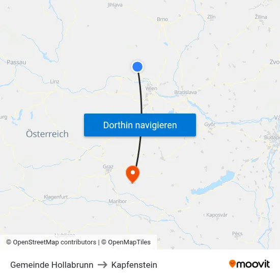 Gemeinde Hollabrunn to Kapfenstein map