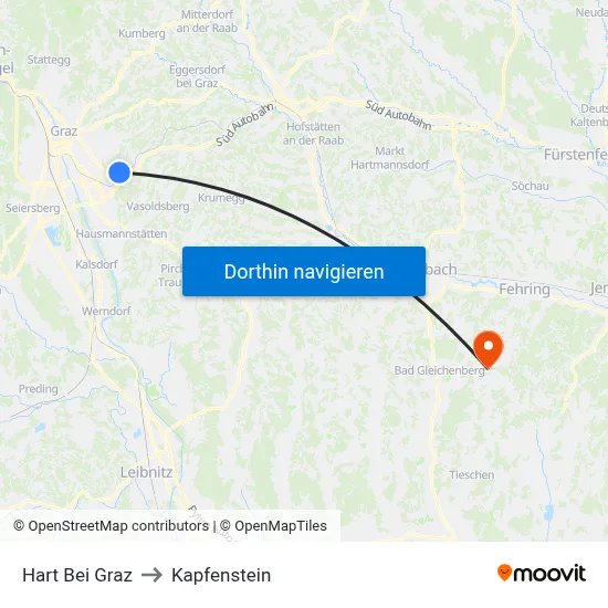 Hart Bei Graz to Kapfenstein map