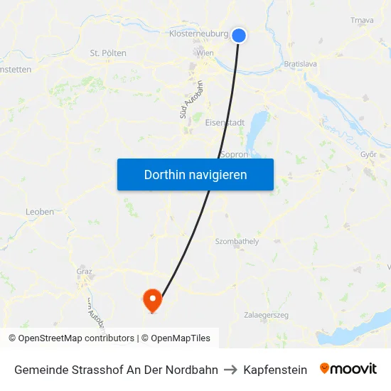 Gemeinde Strasshof An Der Nordbahn to Kapfenstein map