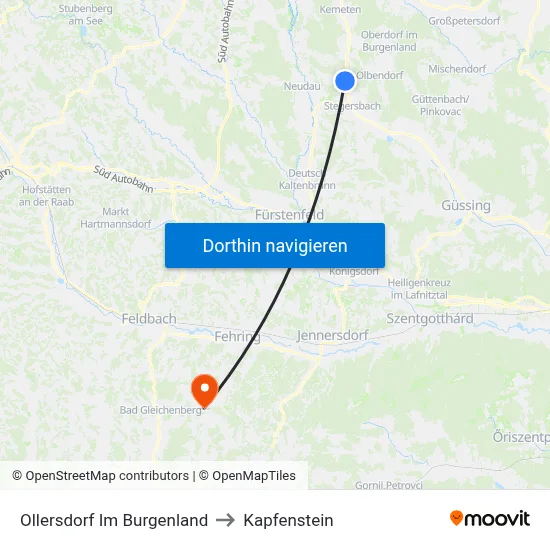Ollersdorf Im Burgenland to Kapfenstein map