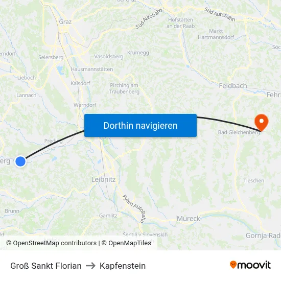 Groß Sankt Florian to Kapfenstein map