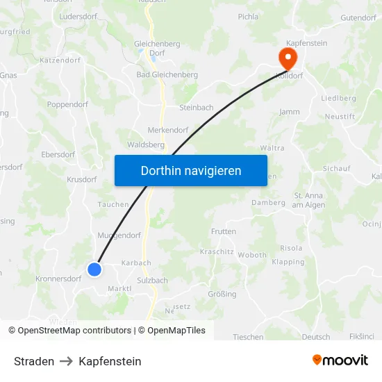 Straden to Kapfenstein map