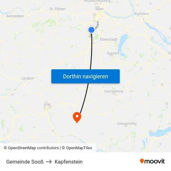 Gemeinde Sooß to Kapfenstein map