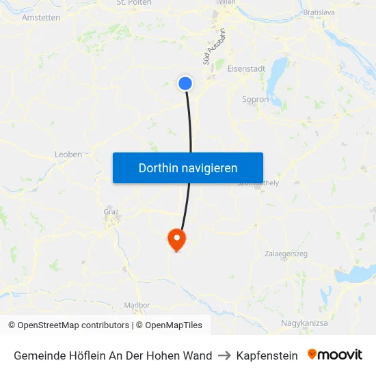 Gemeinde Höflein An Der Hohen Wand to Kapfenstein map