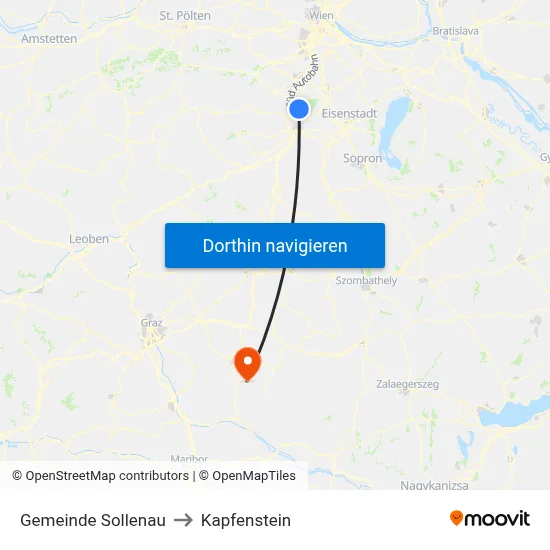 Gemeinde Sollenau to Kapfenstein map