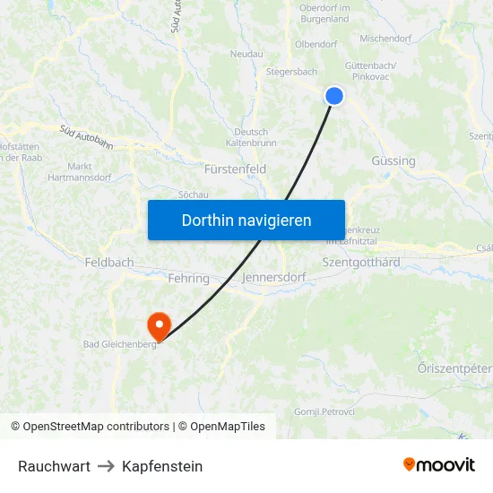 Rauchwart to Kapfenstein map