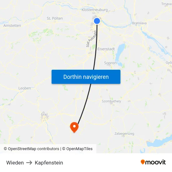 Wieden to Kapfenstein map