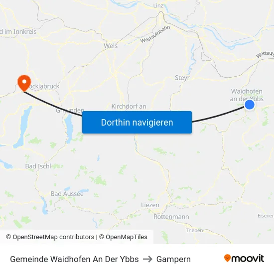 Gemeinde Waidhofen An Der Ybbs to Gampern map