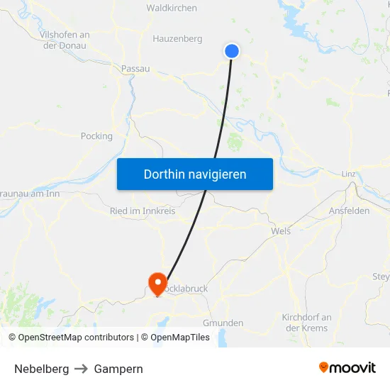 Nebelberg to Gampern map