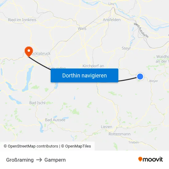 Großraming to Gampern map