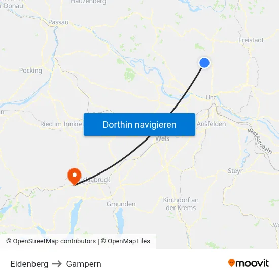 Eidenberg to Gampern map
