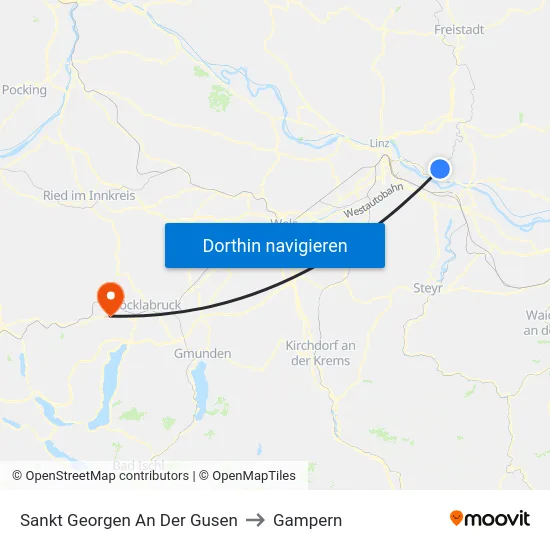 Sankt Georgen An Der Gusen to Gampern map