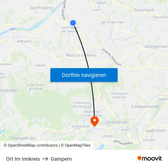 Ort Im Innkreis to Gampern map