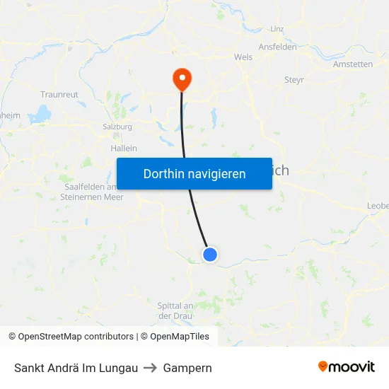 Sankt Andrä Im Lungau to Gampern map