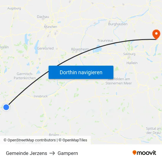 Gemeinde Jerzens to Gampern map