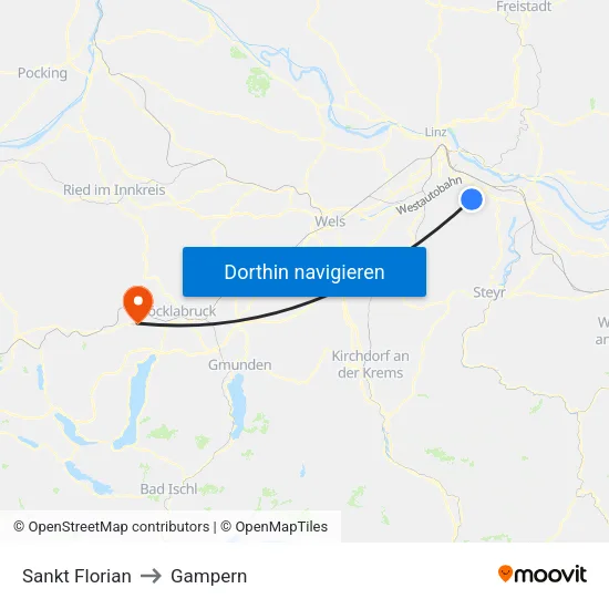 Sankt Florian to Gampern map