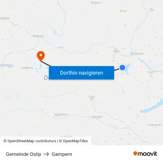 Gemeinde Oslip to Gampern map