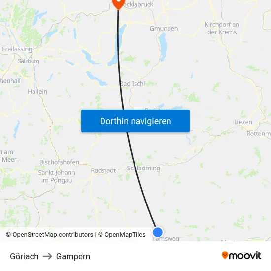 Göriach to Gampern map