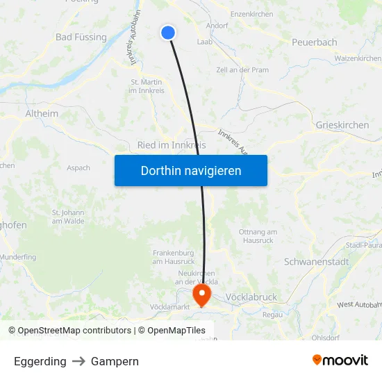 Eggerding to Gampern map