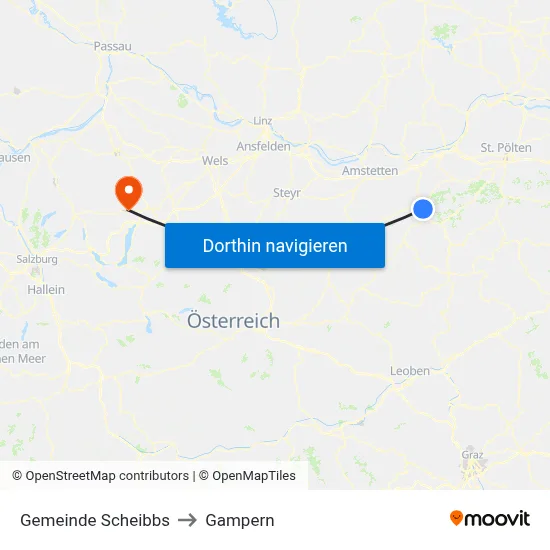 Gemeinde Scheibbs to Gampern map