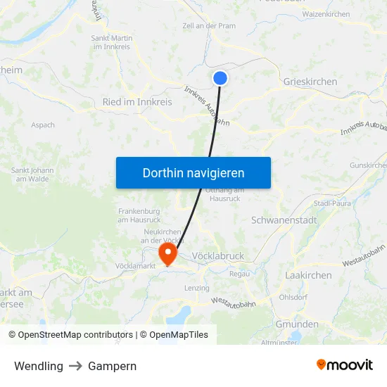 Wendling to Gampern map