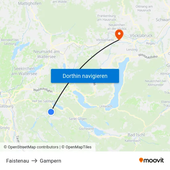 Faistenau to Gampern map