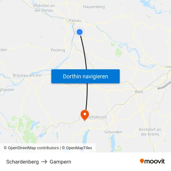 Schardenberg to Gampern map