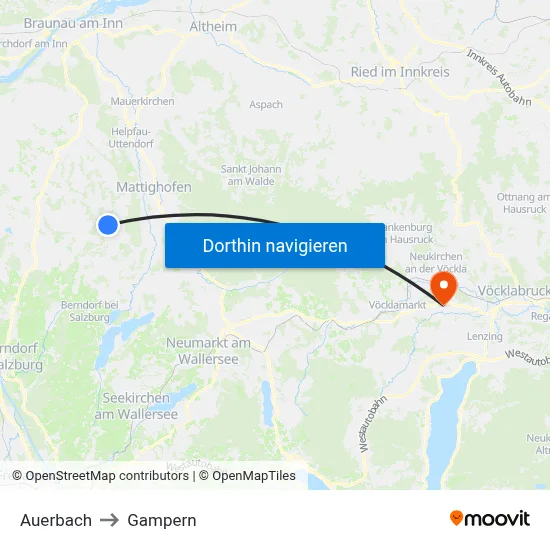 Auerbach to Gampern map