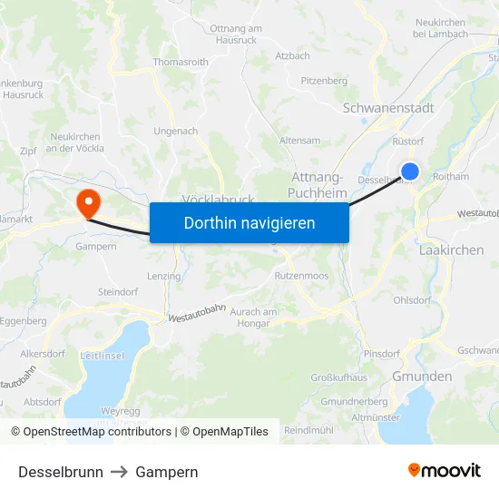 Desselbrunn to Gampern map