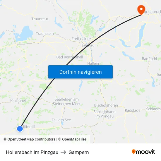 Hollersbach Im Pinzgau to Gampern map