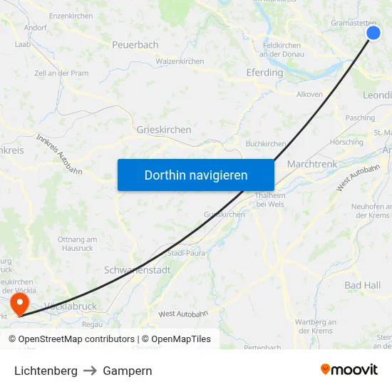 Lichtenberg to Gampern map