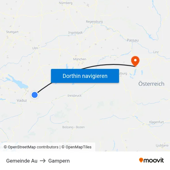 Gemeinde Au to Gampern map