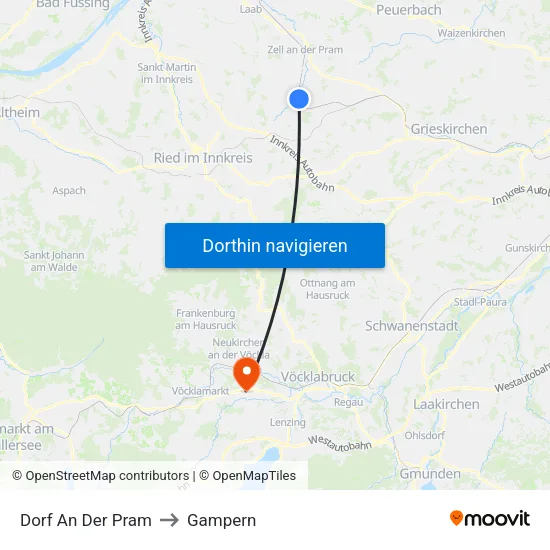 Dorf An Der Pram to Gampern map