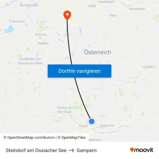Steindorf am Ossiacher See to Gampern map