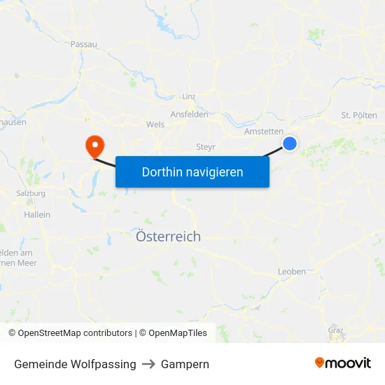 Gemeinde Wolfpassing to Gampern map